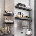 Space Aluminum No-Drill Bathroom Shelf – Strong Load-Bearing