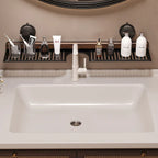 No-Drill Walnut Aluminum Faucet Rack Hollow Drainage & Heavy-Duty