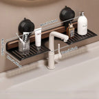 No-Drill Walnut Aluminum Faucet Rack Hollow Drainage & Heavy-Duty