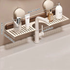 No-Drill Walnut Aluminum Faucet Rack Hollow Drainage & Heavy-Duty