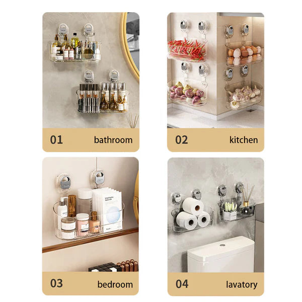 No-Drill Bathroom Suction Storage Box – Large Capacity & Strong Load-Bearing
