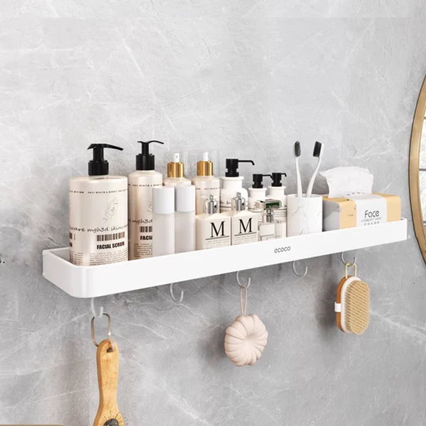 Space Aluminum No-Drill Bathroom Shelf – Strong Load-Bearing