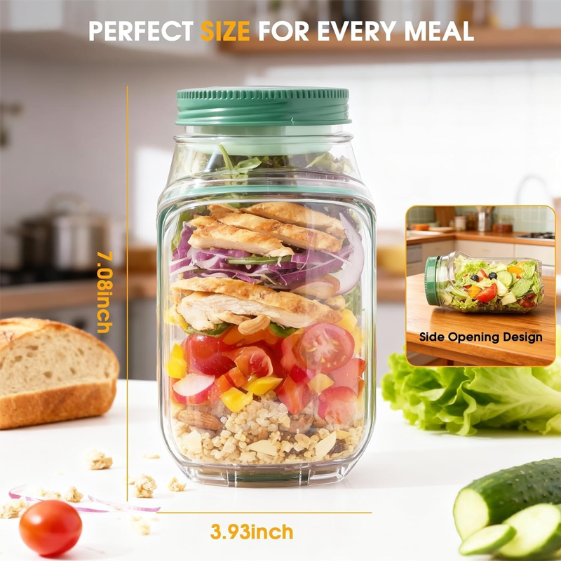 Side-Opening Salad Pod – Keep Greens Fresh & Dressing Separate